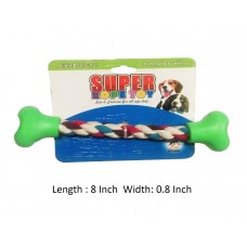 Super Dog Dog Toy Cotton Rope With Plastic End Bone Small